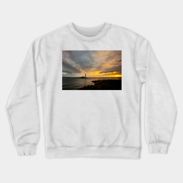 Golden sunrise over St Mary's Island Crewneck Sweatshirt by Violaman